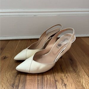 Emerson Fry white patent leather stiletto slingback pumps size 39